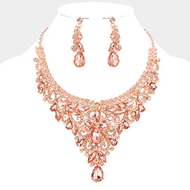 Multi Stone Embellished Evening Necklace