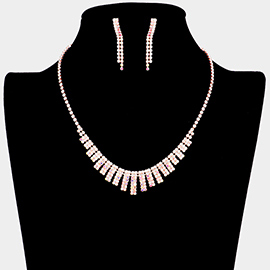 Rhinestone Pave Rectangle Cluster Necklace