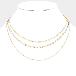 Metal Chain Triple Layered Necklace