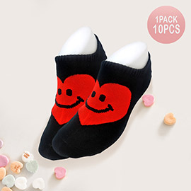 10Pairs - Smile Centered Heart Socks