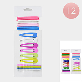 12 Set of 22 - Solid Hair Bands / Snap Clips / Bobbin Pins