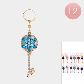12PCS - Marquise Stone Cluster Floral Keychains