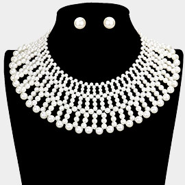 Pearl Armor Bib Choker Necklace