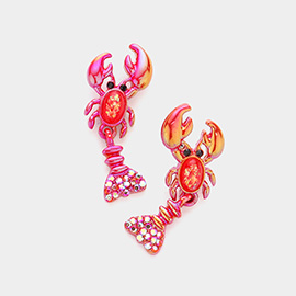 Stone Embellished Lobster Dangle Earrings