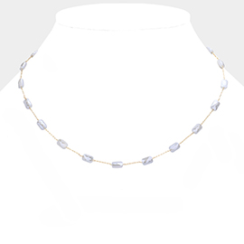 Faceted Rectangle Bead Station Necklace