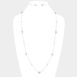Pearl Metal Disc Station Long Necklace
