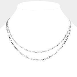 Metal Chain Double Layered Necklace