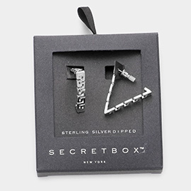 Secret Box _ Sterling Silver Dipped Patterned Metal Triangle Hoop Earrings