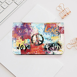 Peace Sign Love Joy Faith Message Printed Credit / Business Card Case