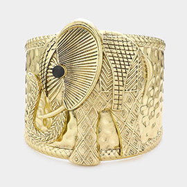 Bead Pointed Metal Elephant Cuff Bracelet