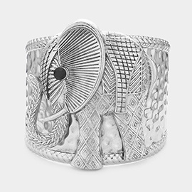 Bead Pointed Metal Elephant Cuff Bracelet