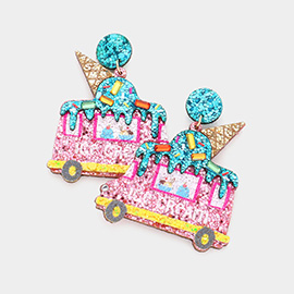 Glittered Ice Cream Truck Dangle Earrings