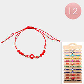 12PCS - Evil Eye Pointed Beaded Adjustable Bracelets