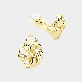 Abstract Metal Clip on Earrings