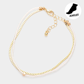 Metal Chain Beaded Double Layered Anklet