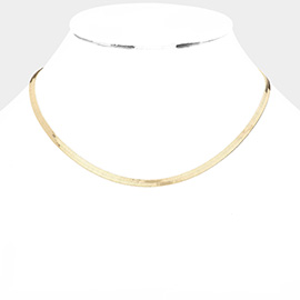 Gold Plated 16 Inch 4mm Herringbone Metal Chain Necklace