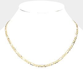 Gold Plated 18 Inch 4mm Figaro Metal Chain Necklace
