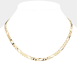 Gold Plated 18 Inch 6mm Figaro Metal Chain Necklace
