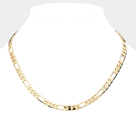Gold Plated 18 Inch 7mm Figaro Metal Chain Necklace