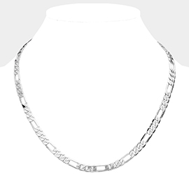 Silver Plated 20 Inch 7mm Figaro Metal Chain Necklace