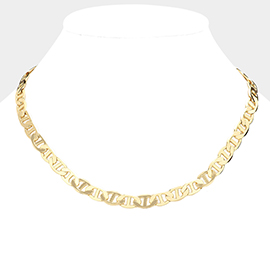 Gold Plated 18 Inch 8mm Mariner Metal Chain Necklace