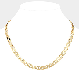 Gold Plated 20 Inch 8mm Mariner Metal Chain Necklace
