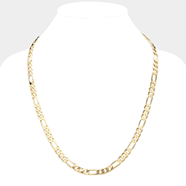Gold Plated 24 Inch 8mm Figaro Metal Chain Necklace