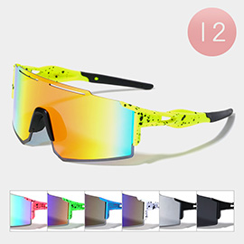 12PCS - Paint Splash Visor Style Sunglasses