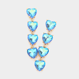 Heart Stone Link Dangle Evening Earrings