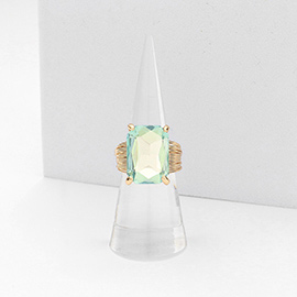 Emerald Cut Stone Adjustable Ring