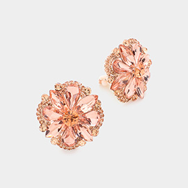 Multi Stone Floral Clip on Evening Earrings