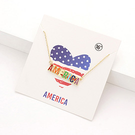 America Message Rainbow Enamel Pendant Necklace