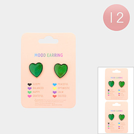 12Pairs - Heart Changing Color Mood Stud Earrings