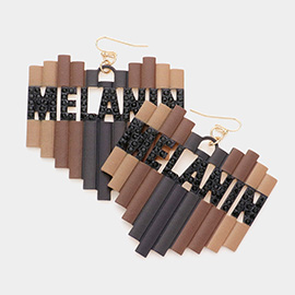 Melanin Message Metal Heart Dangle Earrings