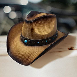 Natural Stone Accented Straw Cowboy Hat