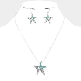 Glittered Starfish Pendant Necklace