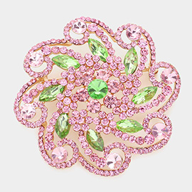 Multi Stone Embellished Flower Pin Brooch