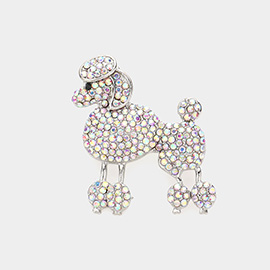 Rhinestone Embellished Poodle Dog Pin Brooch
