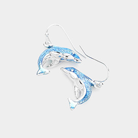 3D Dolphin Dangle Earrings