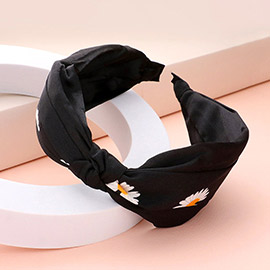 Daisy Flower Pointed Knot Burnout Headband