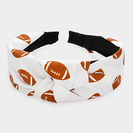 Football Printed Knot Burnout Headband