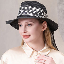 Patterned Ribbon Straw Sun Hat