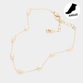 Faceted Rectangle Bead Station Anklet