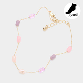 Faceted Rectangle Bead Station Anklet