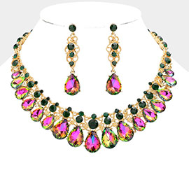 Teardrop Stone Accented Evening Necklace