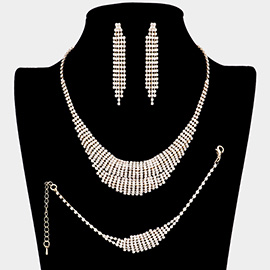 3PCS - Rhinestone Pave Necklace Jewelry Set
