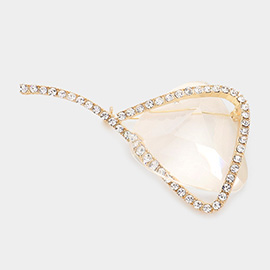 Triangle Lucite Accented Stone Embellished Pin Brooch