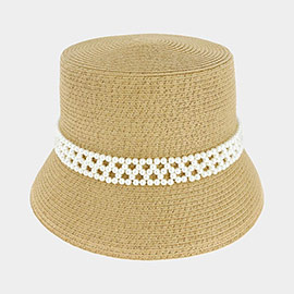 Pearl Pointed Straw Bucket Sun Hat