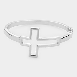 Open Metal Cross Hinged Bracelet