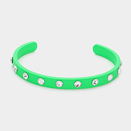 Round Stone Embellished Colored Cuff Bracelet